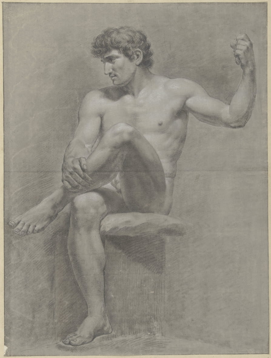 Seated Male Nude The Left Leg On The Right Knee
