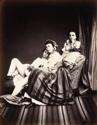 Three Nude Women On A Chaise Lounge By Auguste Belloc