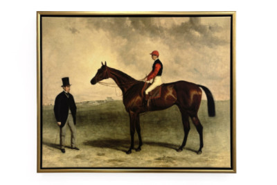 Gladiateur with Harry Grimshaw up and his owner, Count Frederic de Lagrange
