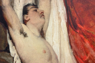 Male Nude, with Arms Up-Stretched