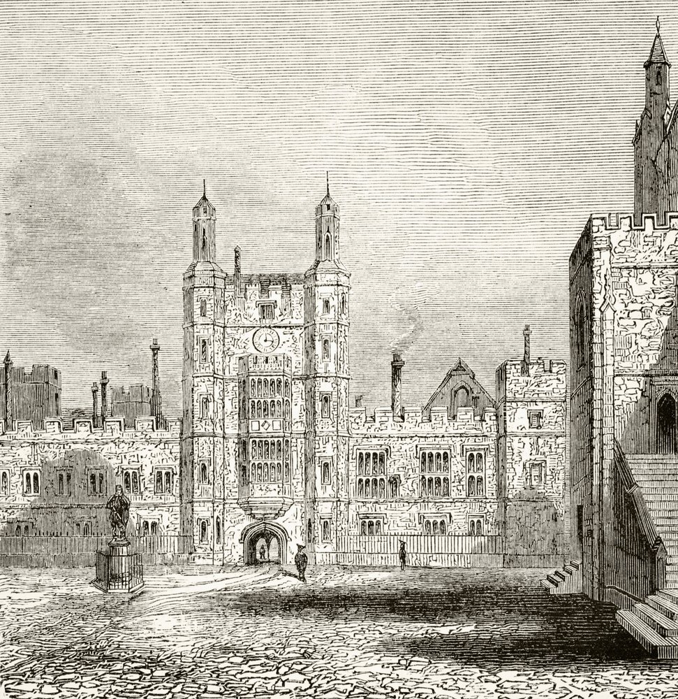 The School Yard at Eton College, Berkshire, in the 19th century by English School