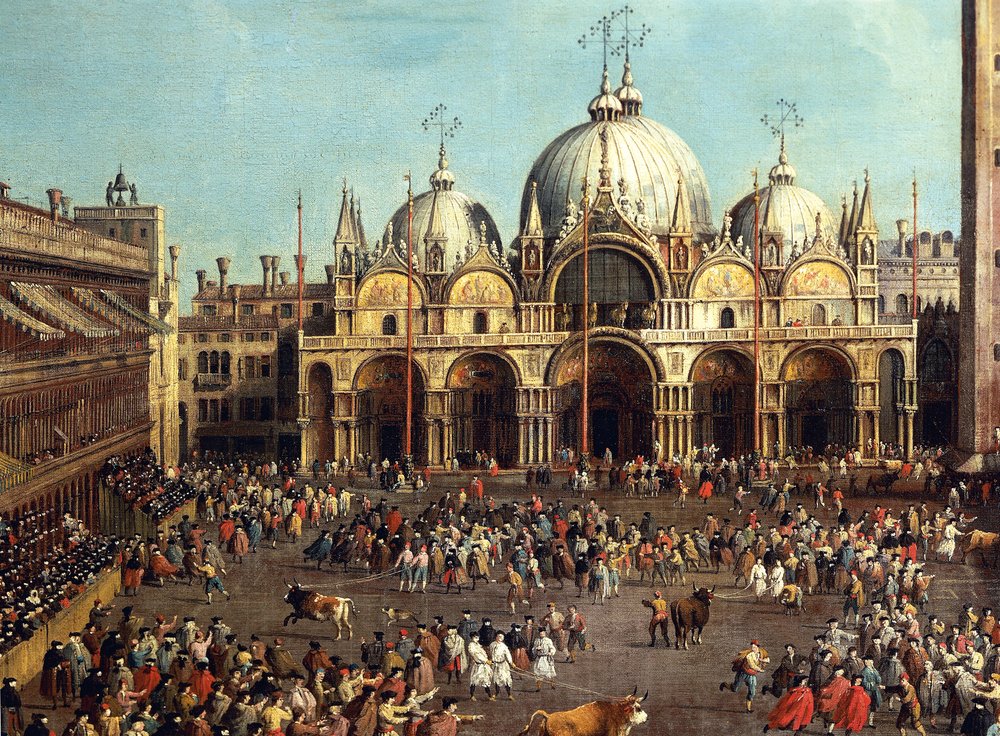 Bullfighting or Bull Hunting in Piazza San Marco