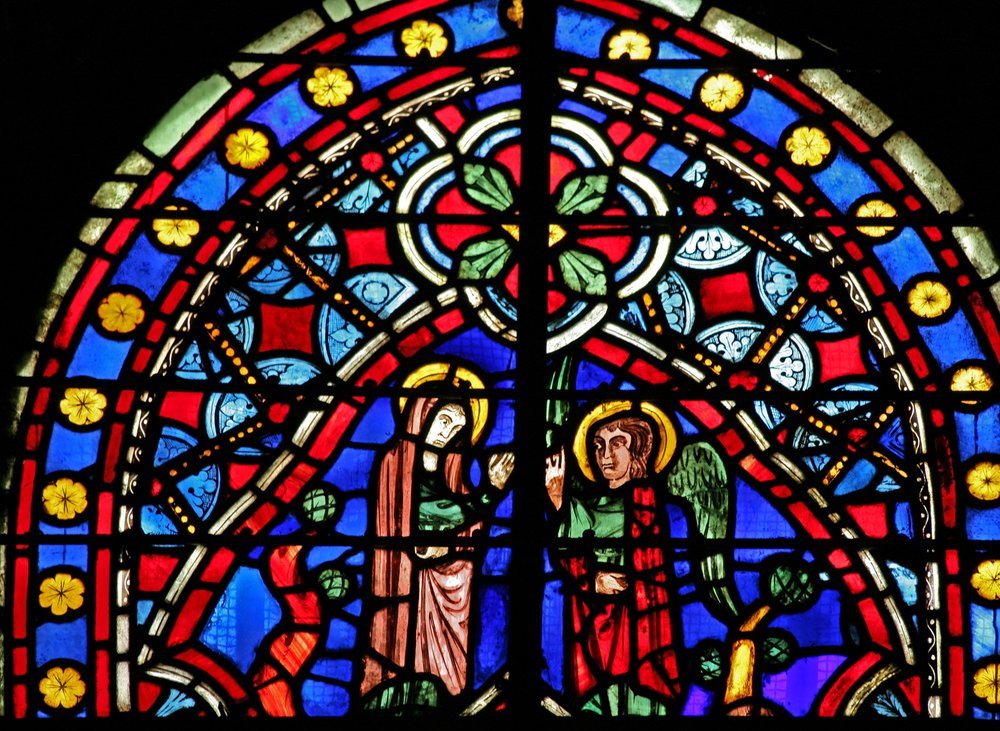 Window depicting the Annunciation to Anna by French School