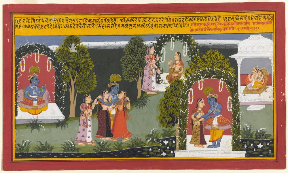 Kama and Rati Witness the Reunion of Krishna and Radha, Page from a ...