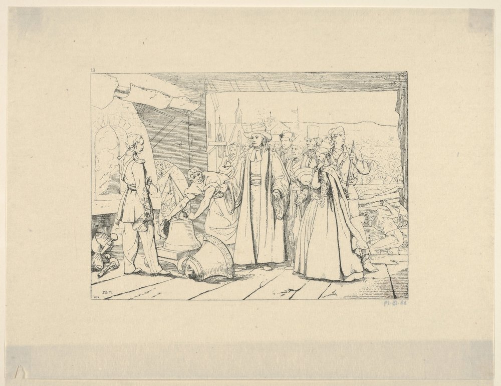 Offering of Bells to be Cast into Cannon from Confederate War Etchings by Adalbert John Volck
