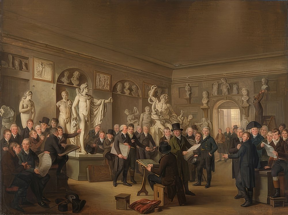 The Sculpture Gallery of the Felix Meritis Society. 1806-09 by Adriaan de Lelie