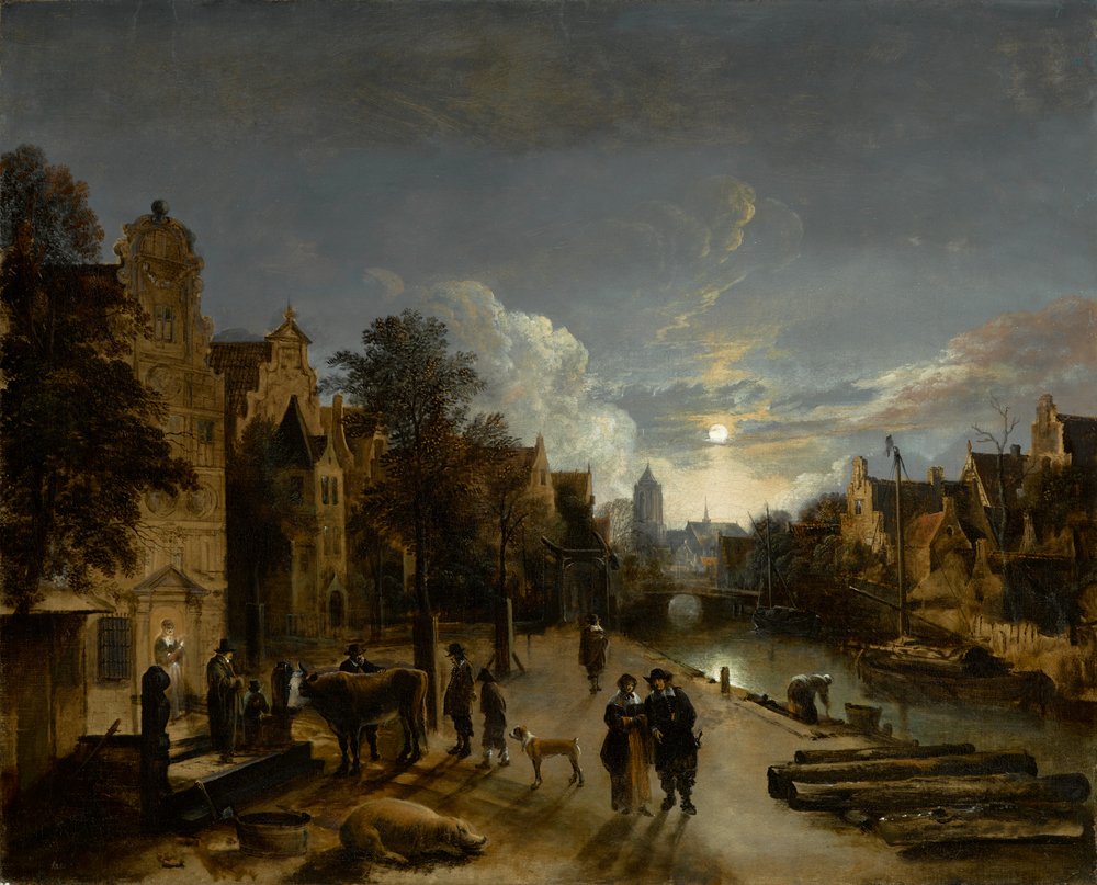 Canal Scene in Moonlight by Aert van der Neer