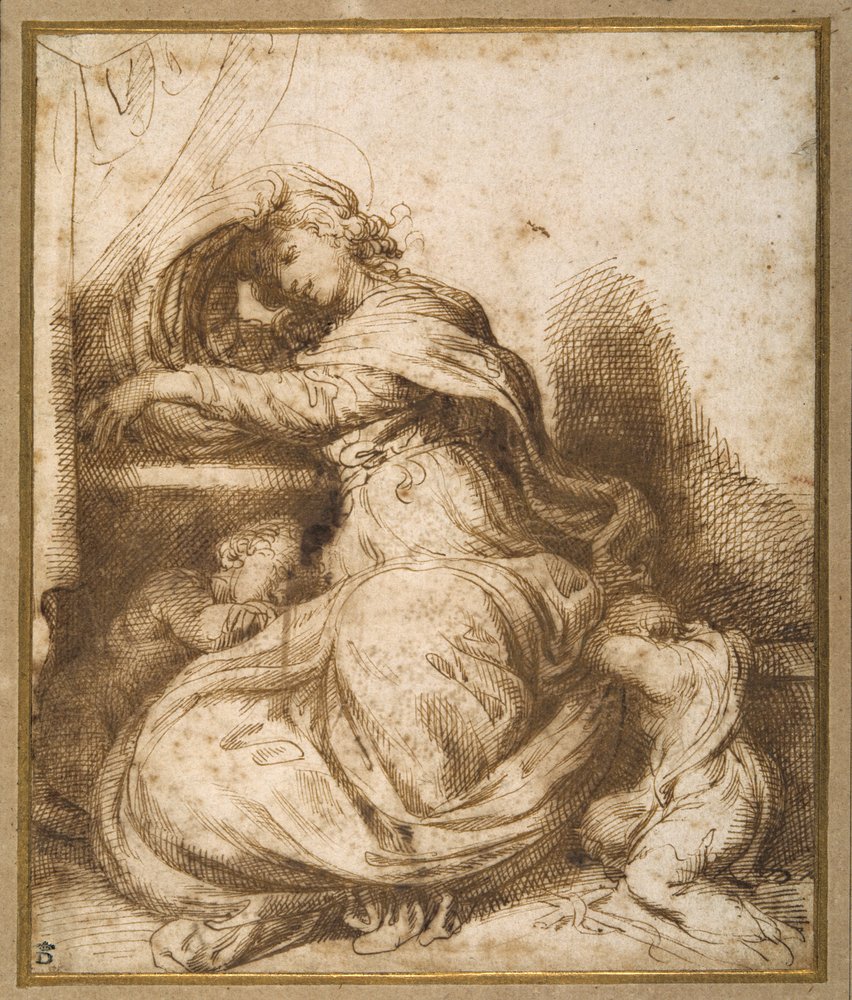 Madonna and Child with St John, all asleep by Agostino Carracci