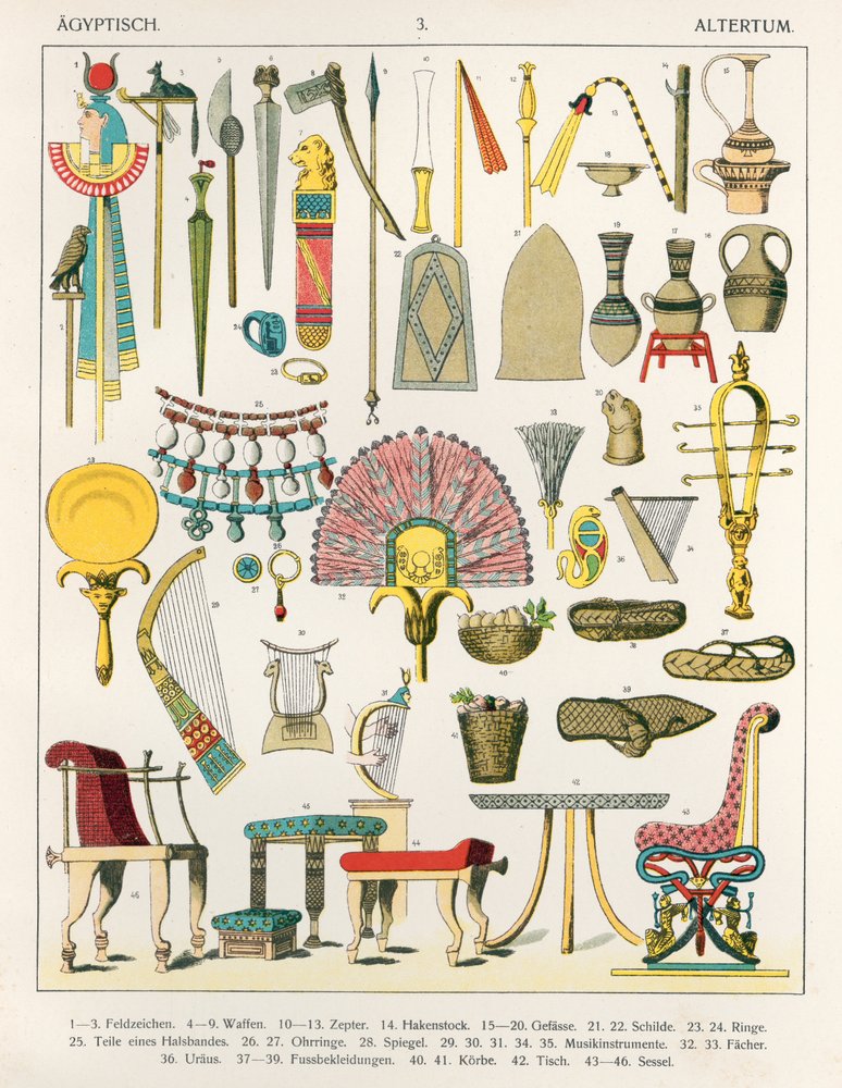 Egyptian Accessories by Albert Kretschmer: Fine art print