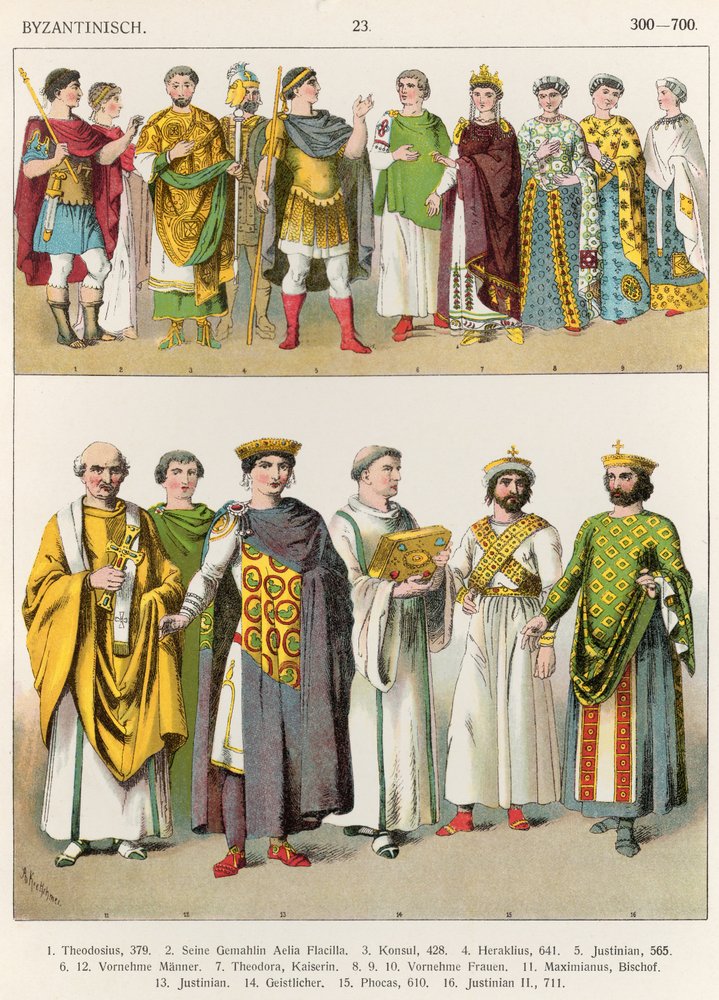 Dress at the Byzantine Court (300-700) from 'Trachten der