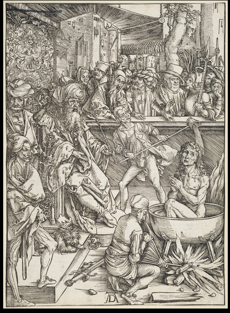 The Martyrdom of Saint John the Evangelist, from the Apocalypse series, first German edition 1498 by Albrecht Dürer