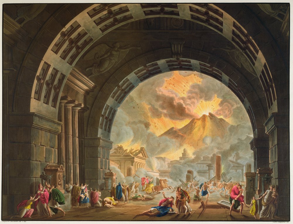 Scene from the opera ’L’Ultimo Giorno di Pompei’ by Pacini, produced at La Scala in Milan in the autumn of 1827 by Alessandro Sanquirico