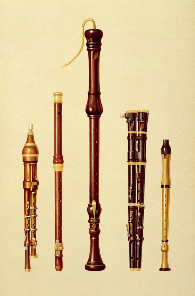 A Double Flageolet, a German Flute, a Bass Recorder, a Double Flageolet ...