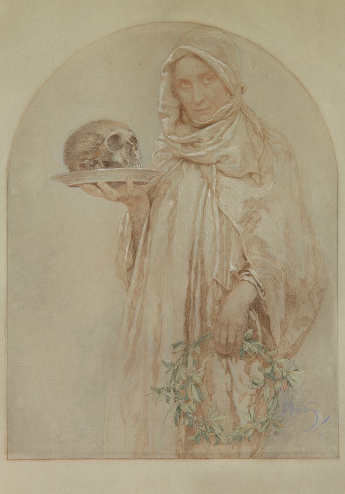 The Skull by Alphonse Mucha: Premium art reproduction