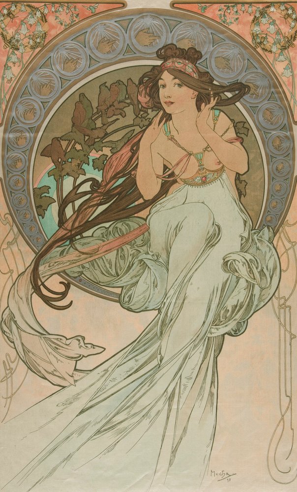 1art1 Zerbino Con Stampa 'Alphonse Mucha La Danza' 70x50 Cm, Resistente In Poliammide Con Fondo Antiscivolo In PVC, Lavabile - 3