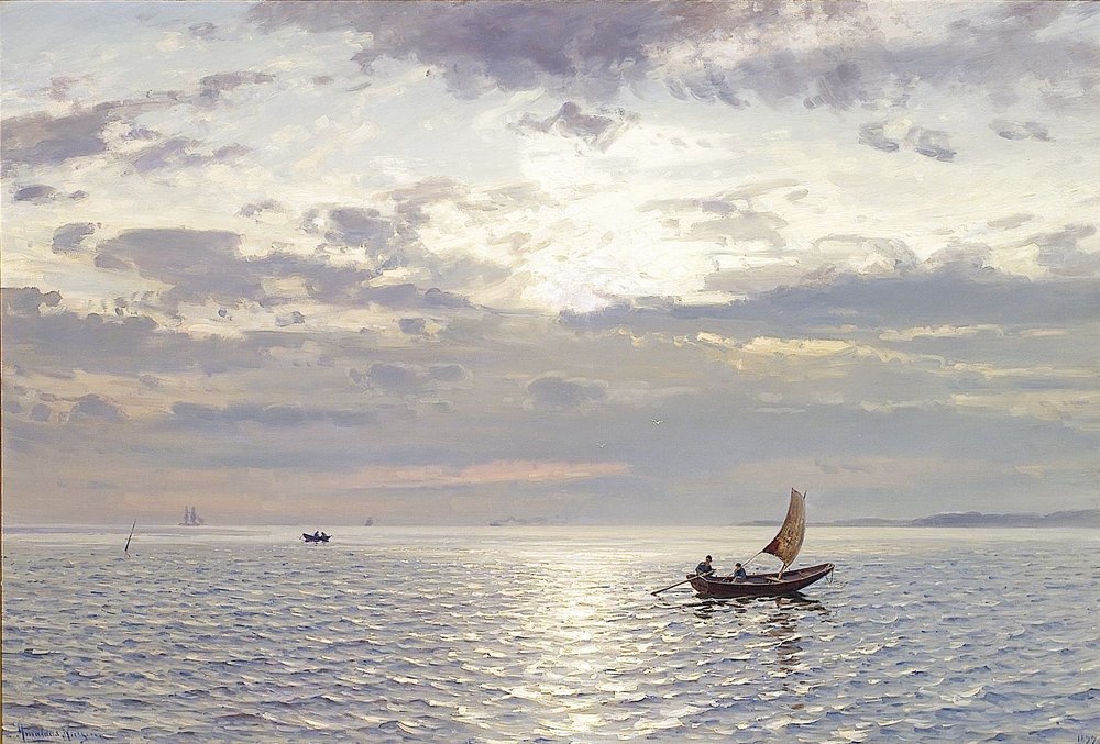 Evening Mood over the Sea. From the Fjord? by Amaldus Nielsen