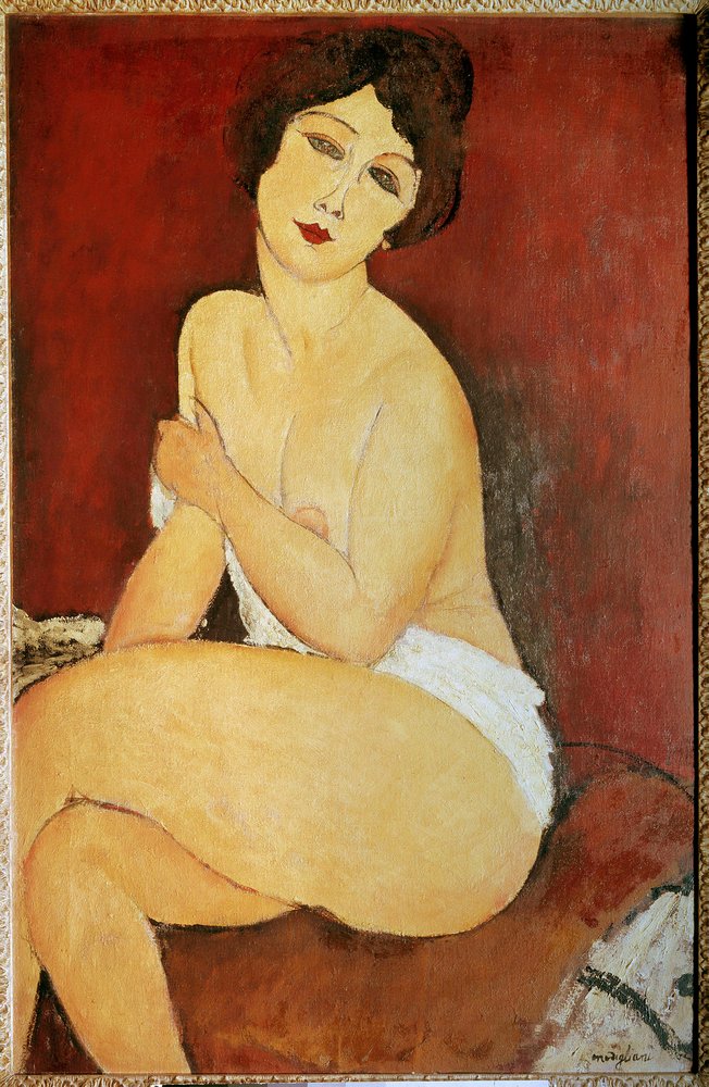 Naked Woman Seated. Painting by Amedeo Modigliani (1884-1920) by Amedeo Modigliani