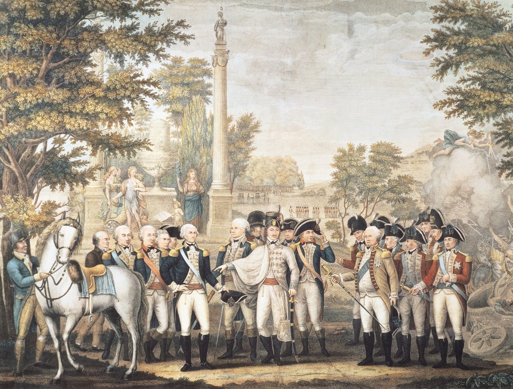 The British Surrendering to General Washington after their Defeat at ...