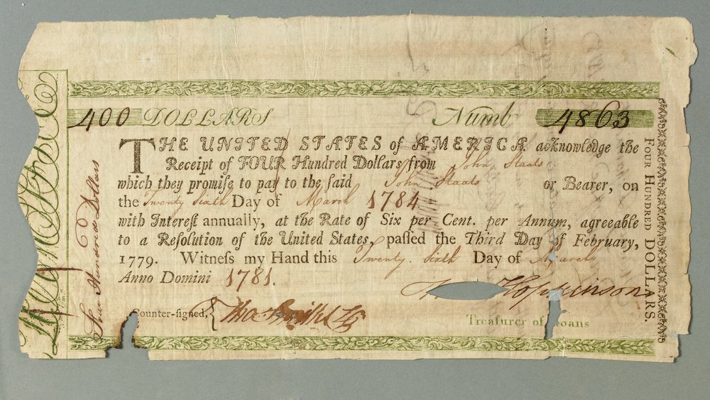 Continental Loan Office Certificate Number 4863 Signed by Treasurer ...