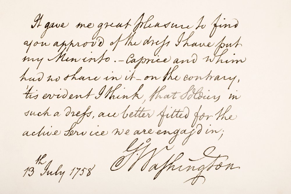 Handwriting and Signature of George Washington, 1758