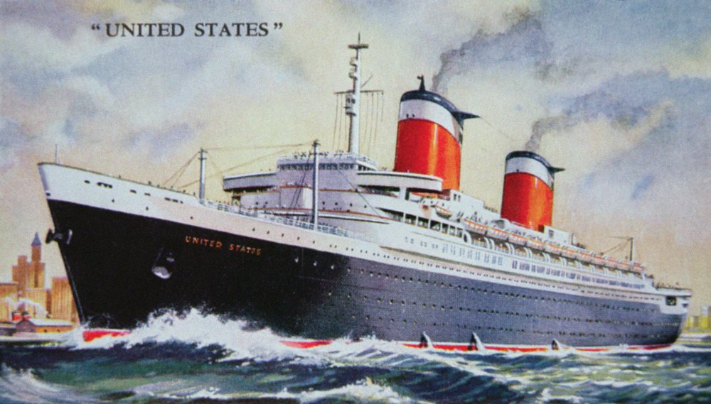 SS United States Maiden Voyage in 1952 by American School