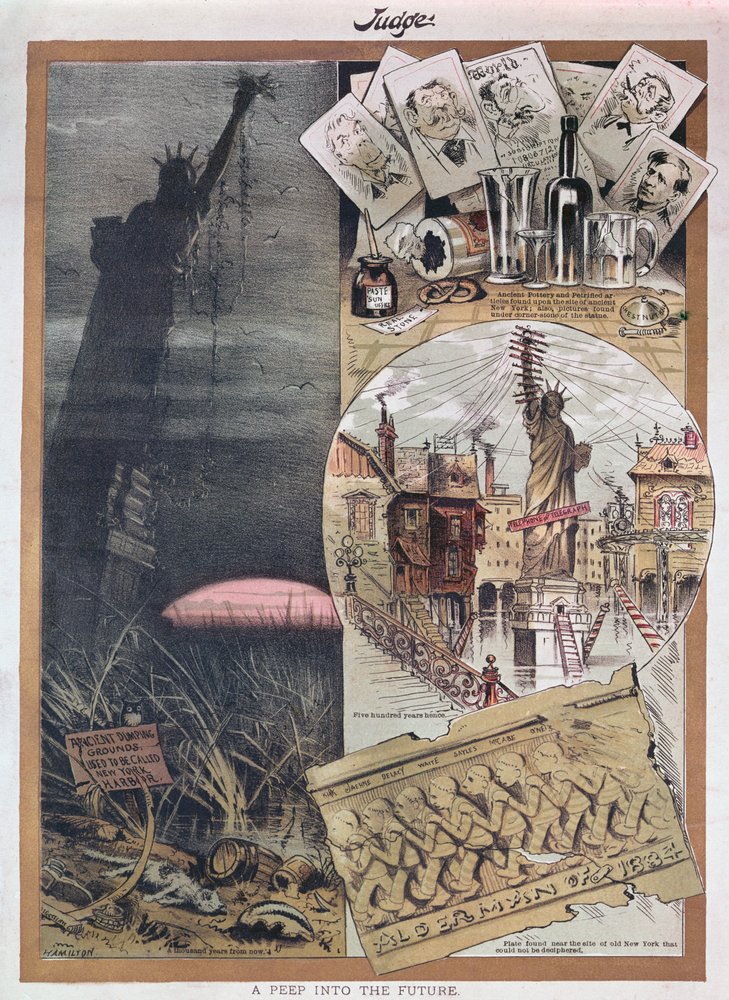 The future of the Statue of Liberty, caricature from Judge magazine ...