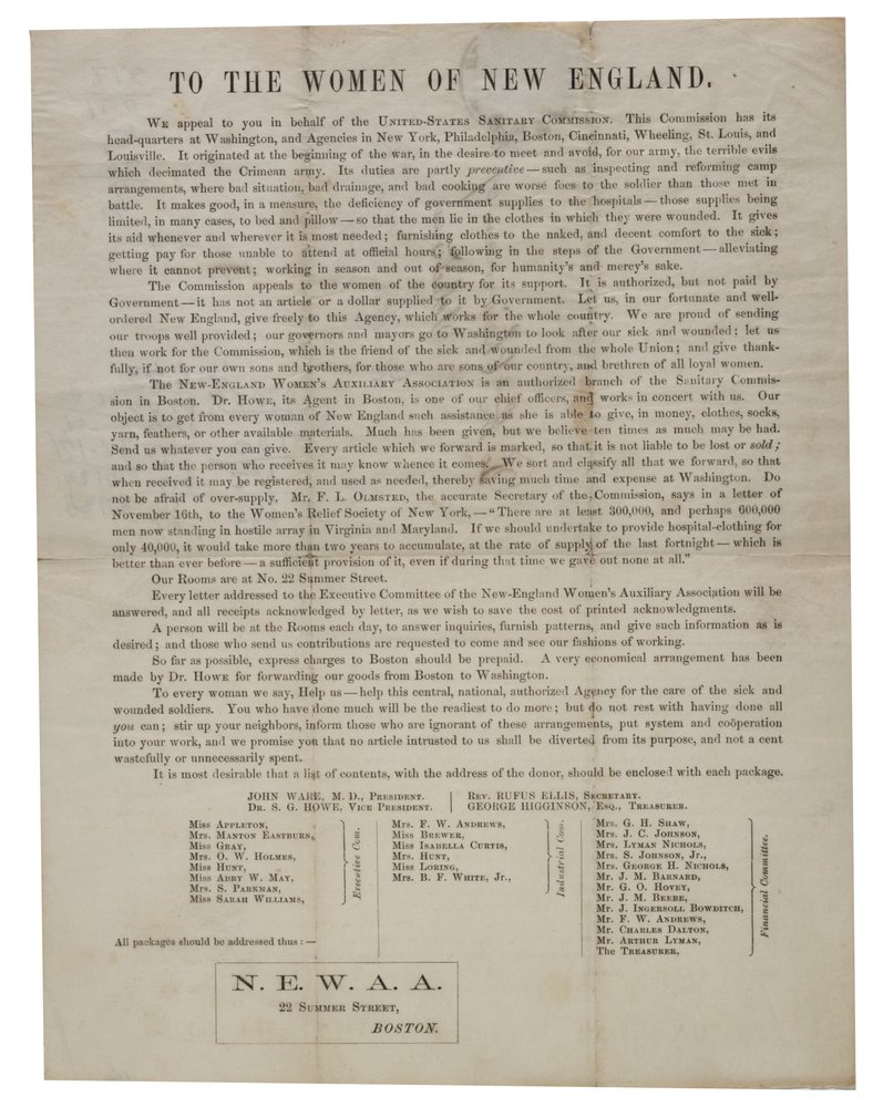 To the Women of New England (Circular Letter), c.1862-1865 by American School