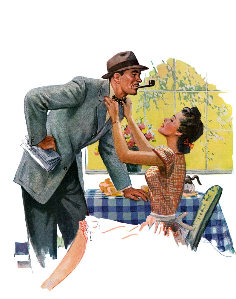 Wife Adjusting Her Husband's Tie Before He Leaves for Work