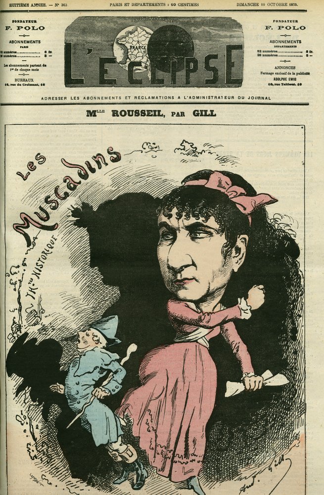 Portrait of Roselia Rousseil, a French singer, she played the Comedie Francaise. Cover in 