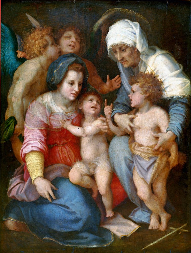 Madonna and Child with Saint Elizabeth, Saint John and two angels. Painting on wood by Andrea del Sarto (1486-1530), 1515-1516. 141 x 106 cm. Paris, Musée du Louvre by Andrea del Sarto