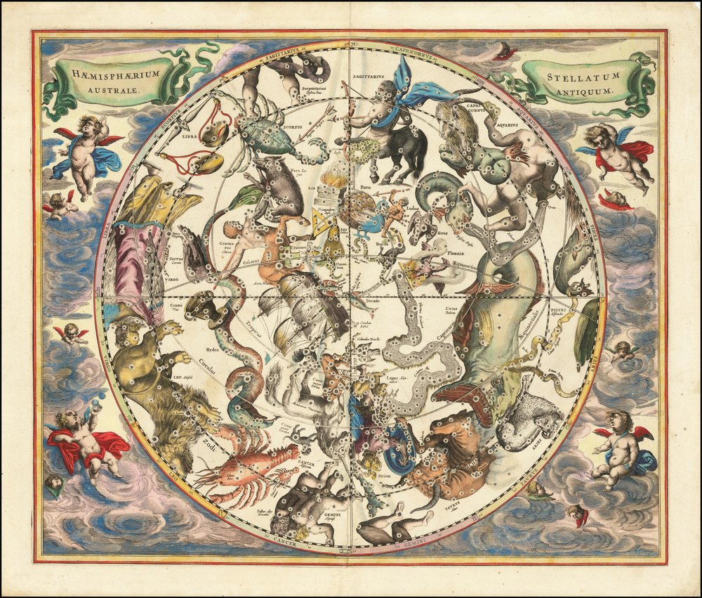 Celestial Map of the Constellations of the Southern Hemisphere (1660)