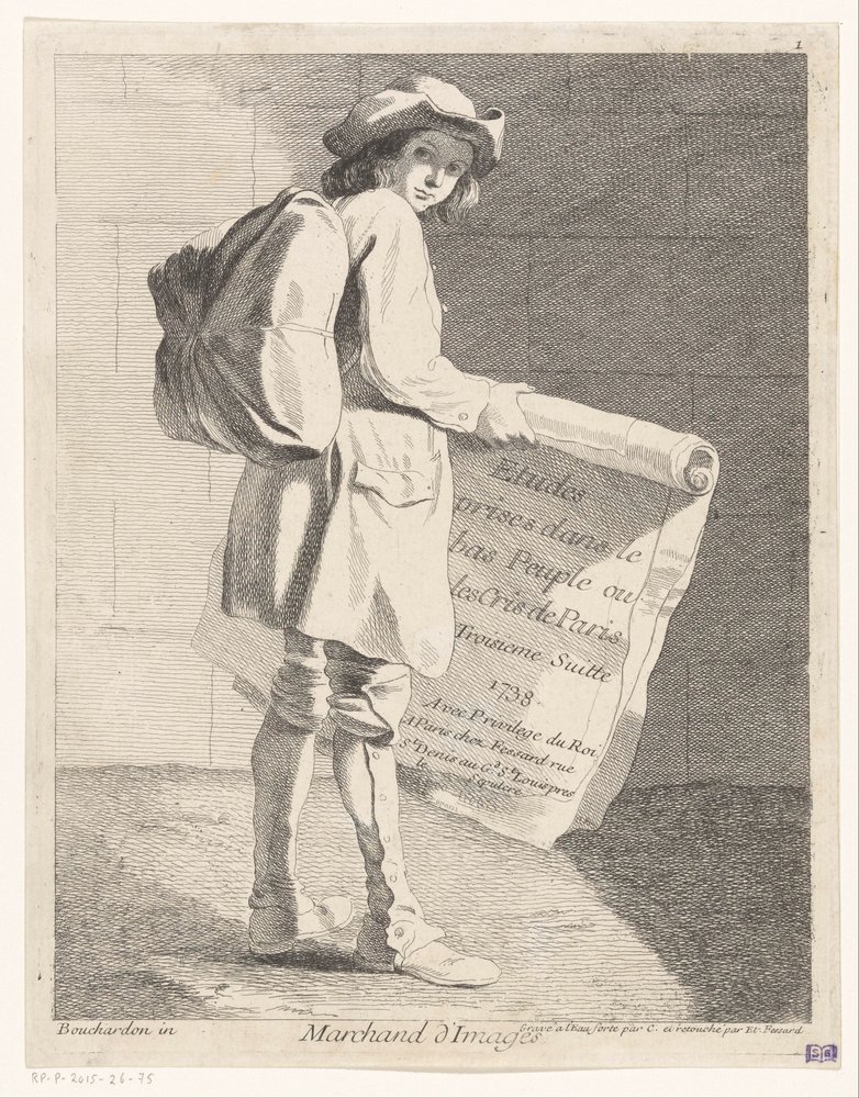 Traveling Print Seller from Studies Taken from the Lower Class or the Cries of Paris, Third Suite by Anne Claude Philippe Caylus