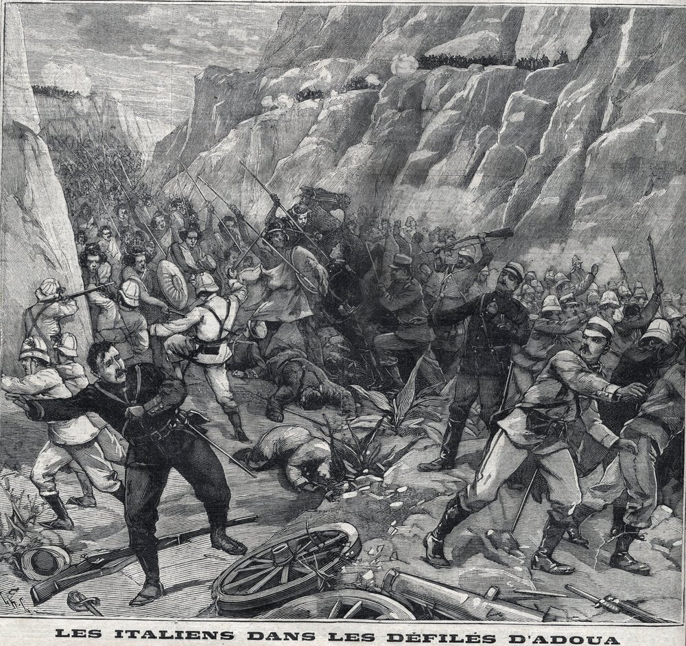 Italians fighting the Adoua in Ethiopia. Engraving in 'Le Peute Parisien'