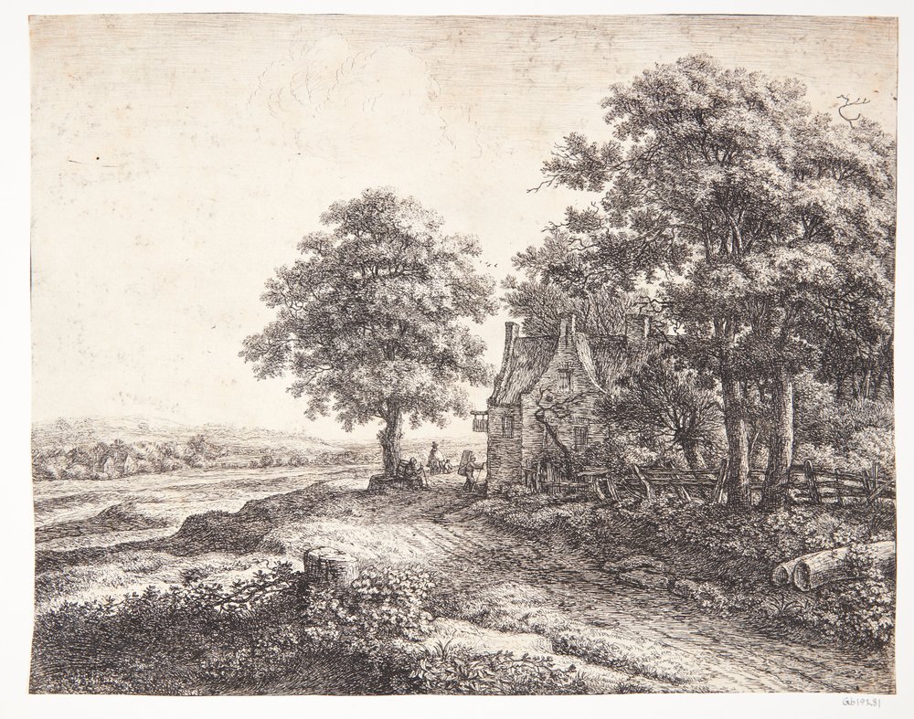 Large Linden Tree in Front of an Inn by Anthonie Waterloo