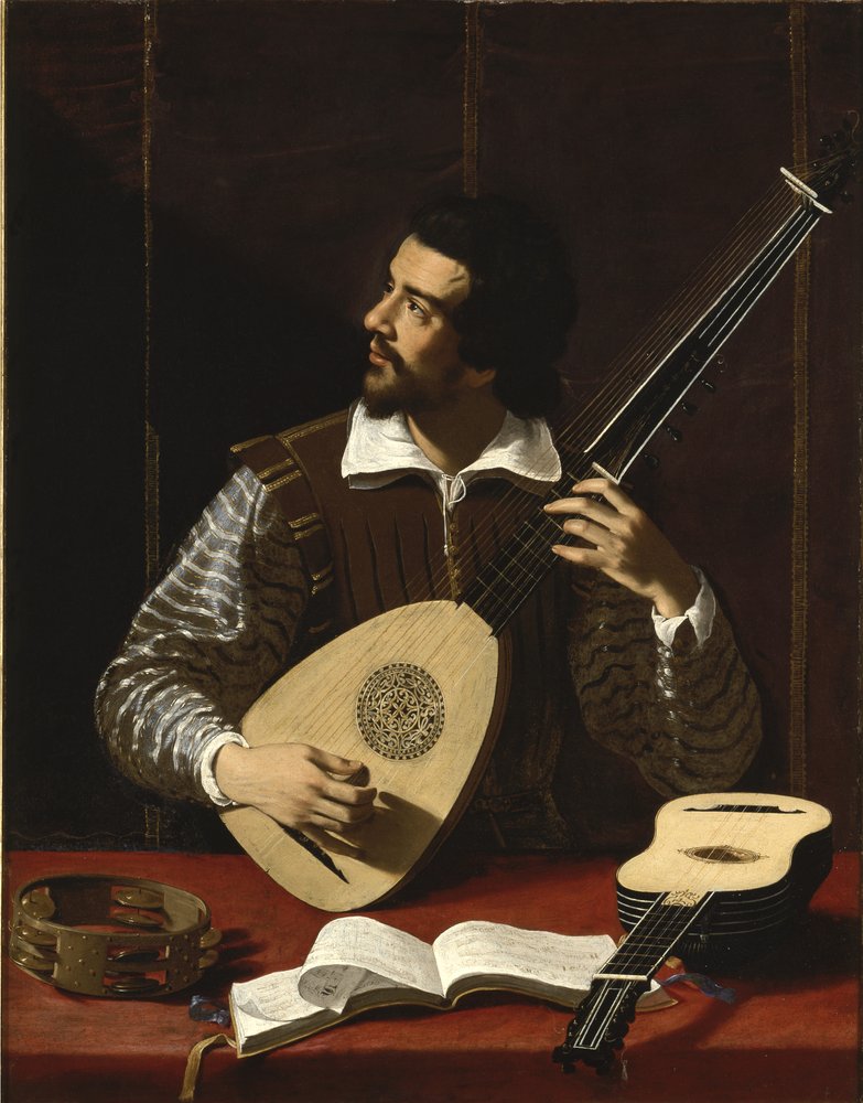 The Theorbo Player by Antiveduto Gramatica: Fine art print