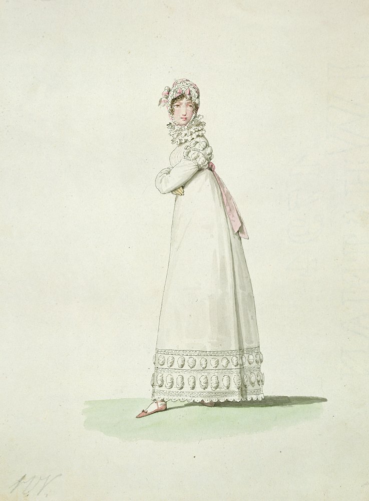 Elegant Woman in an Outdoor Dress by Antoine Charles Horace Vernet