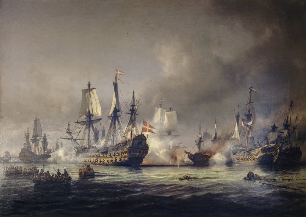 An episode from the naval battle in Køge Bay in 1677 by Anton Melbye
