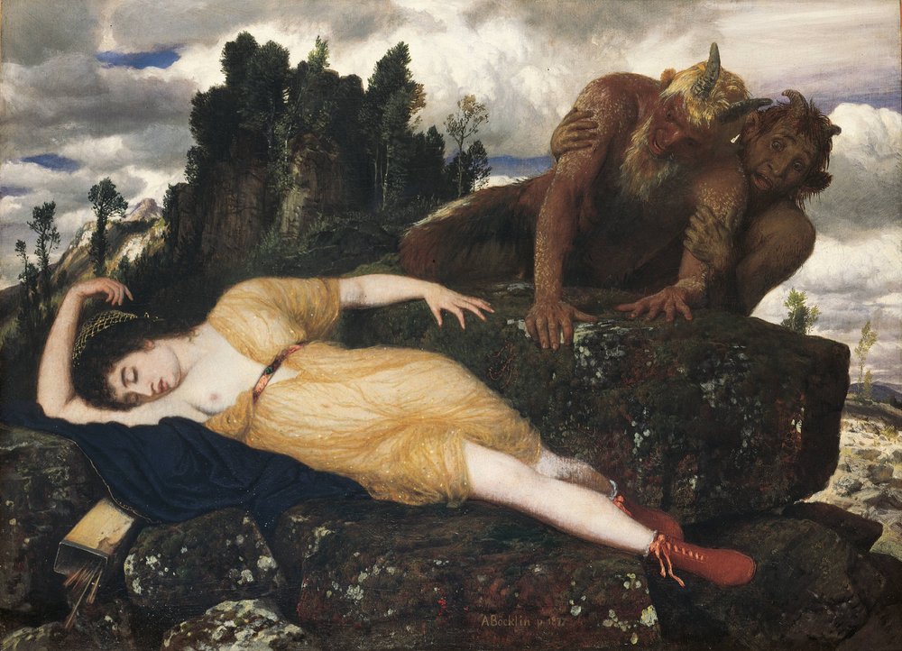 Sleeping Diana Watched by Two Fauns, 1877 by Arnold Böcklin