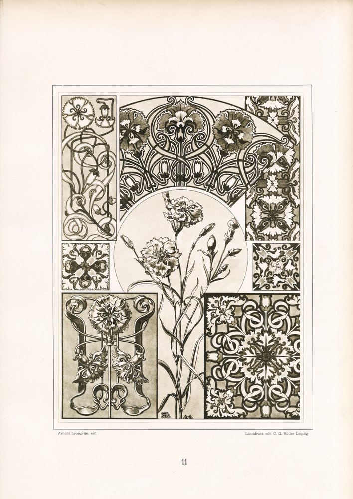 Carnation Motifs and Ornamental Surface Patterns in Monochrome