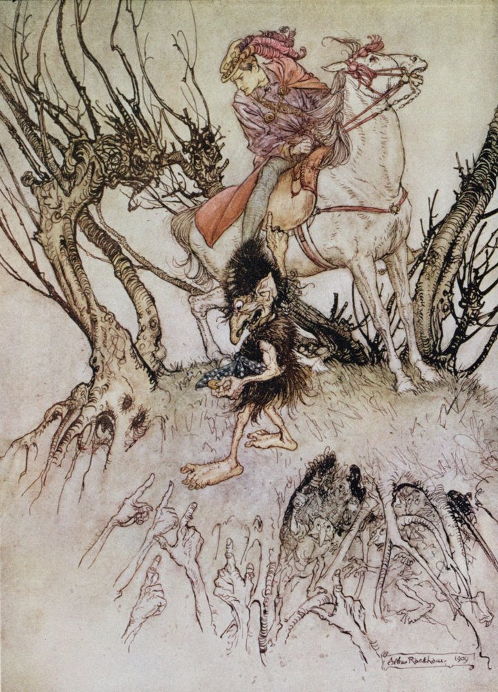 The Knight Hulbrand with a Gnome, Illustration for the Tale 'Undine' by ...