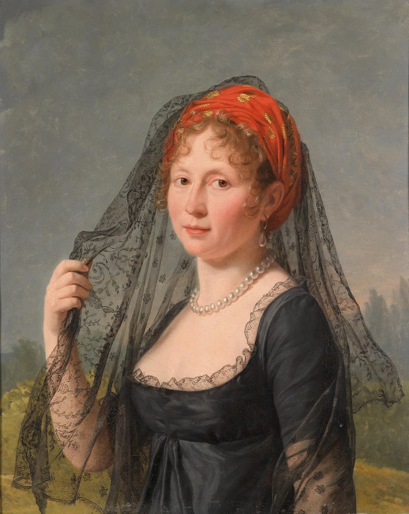 Portrait of a lady dressed in black by Baron François Pascal Simon Gérard