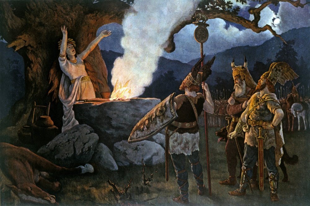 Celtic Warriors Consult a Priestess by August Wilhelm Dieffenbacher
