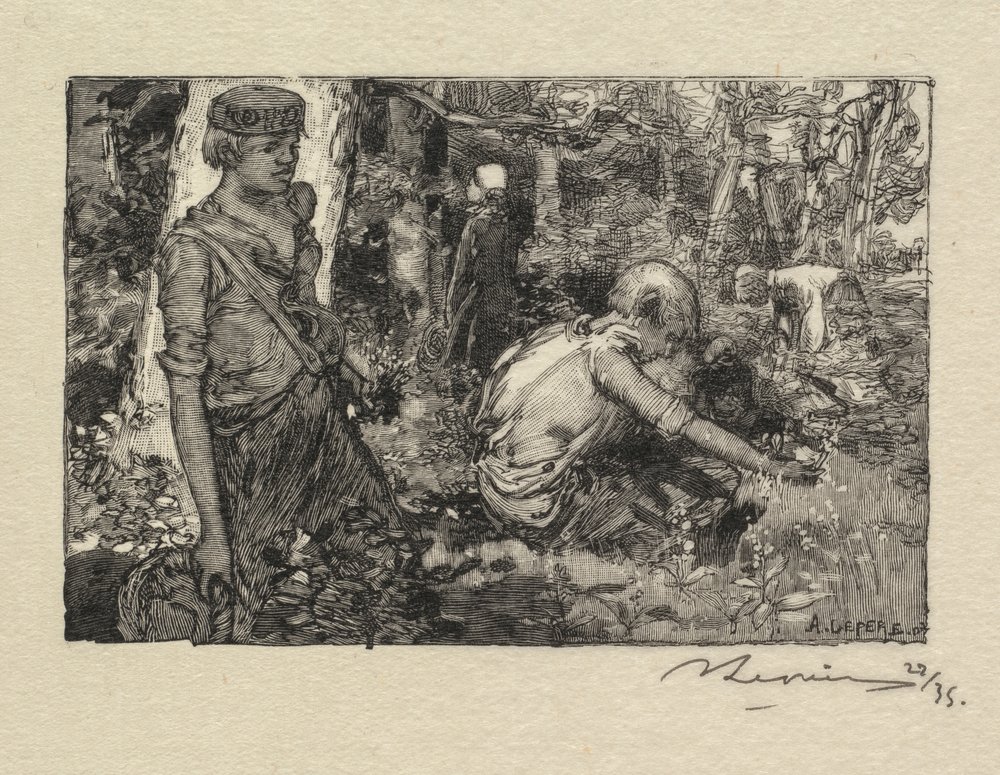 Fontainebleau Forest: Gathering Lily-of-the-Valley by Auguste Louis Lepère
