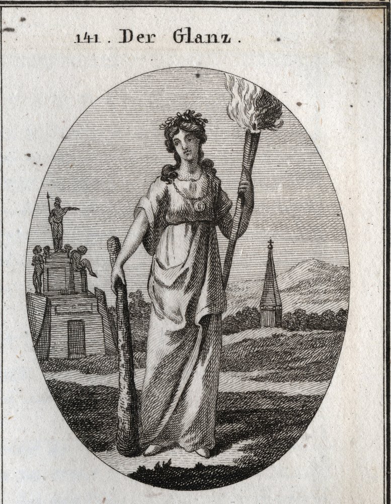 Allegory of splendor. The club on which she relies is the symbol of ...