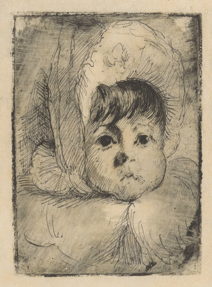 Portrait of Elizabeth Mouton as a Child with a Cap on Her Head by Barbara Elisabeth van Houten