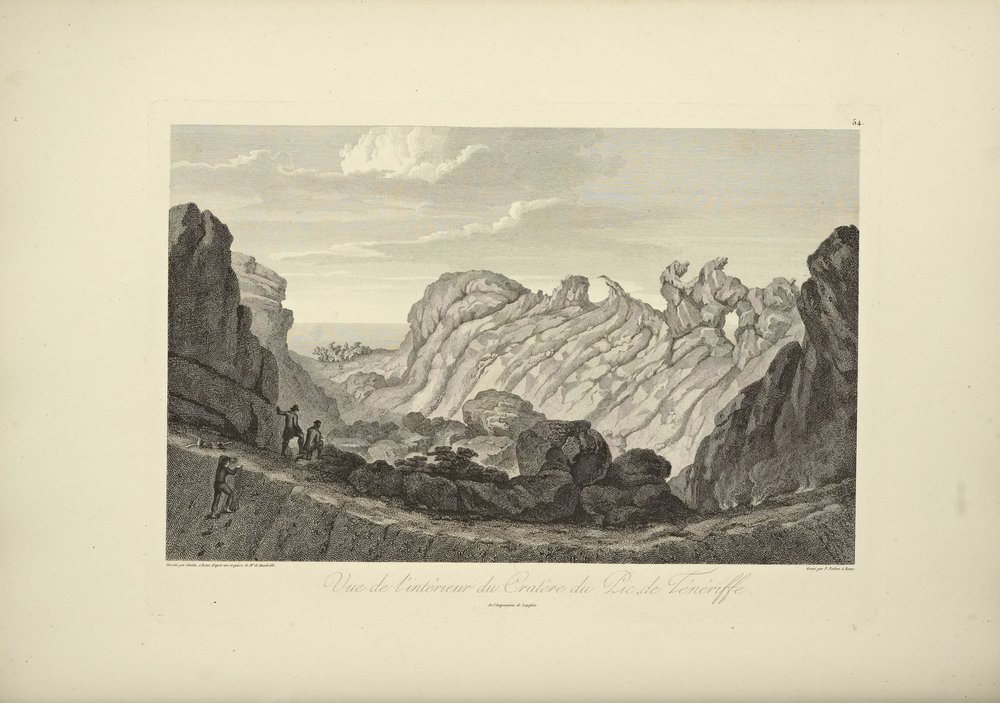 View of the Interior of the Crater of the Peak of Tenerife, drawn by Gmelin, illustration from "Vues des Cordillères et Monumens des Peuples Indigènes de l