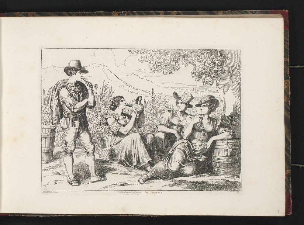 Resting wine drinkers by Bartolomeo Pinelli