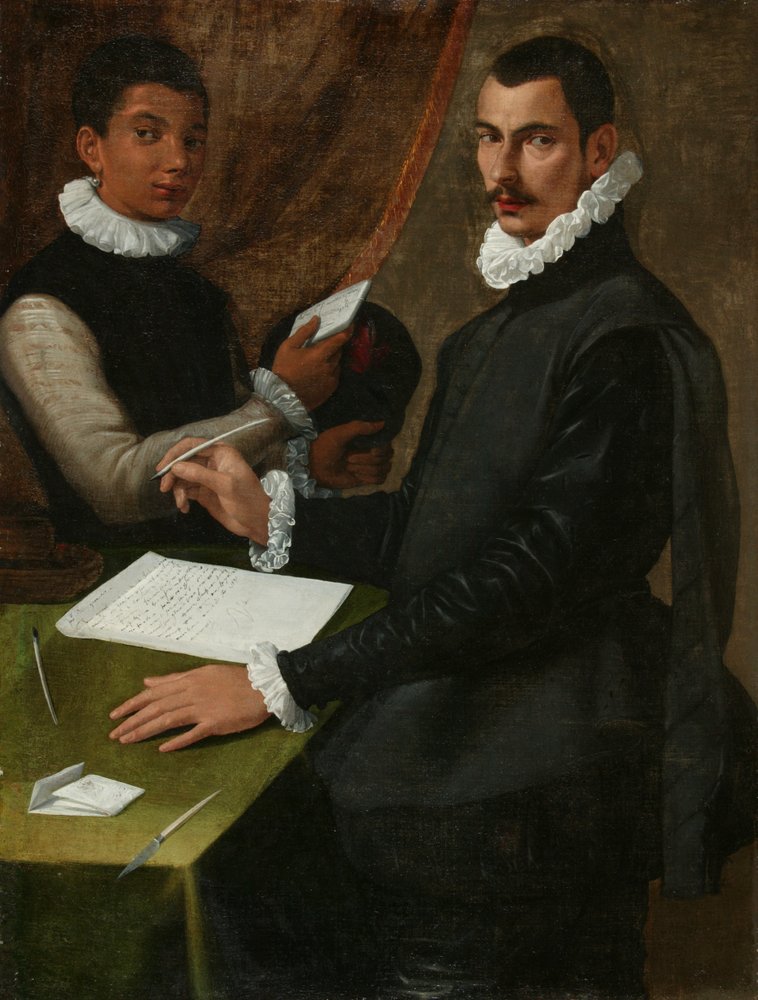 Portrait of an unknown man and his Servant by Bartolommeo (attr. to) Passerotti