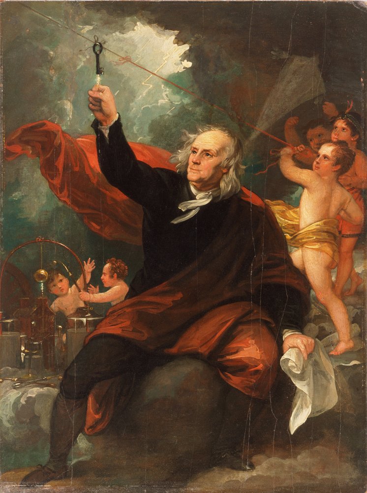 Benjamin Franklin Drawing Electricity from the Sky by Benjamin West