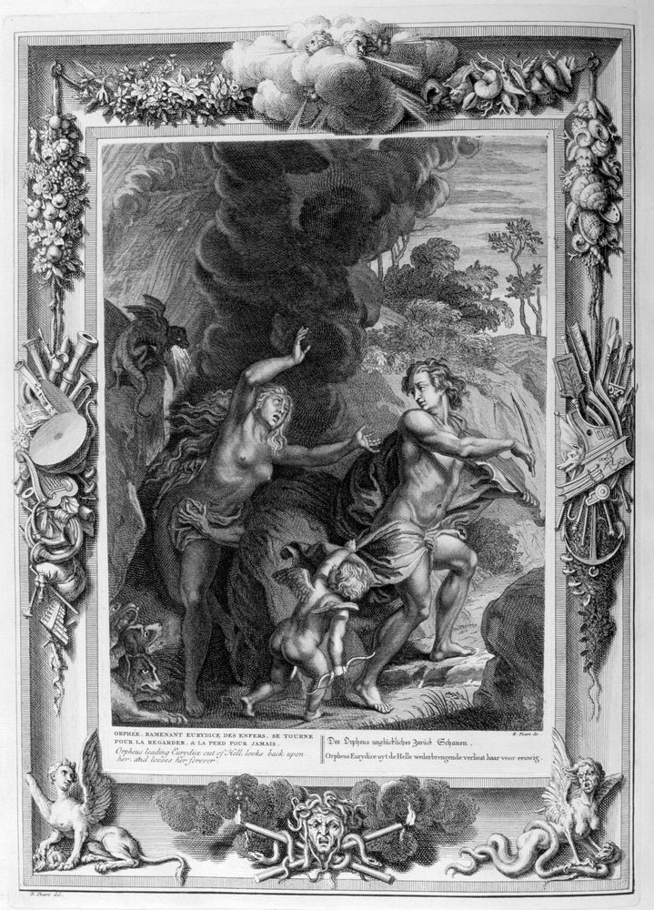 Orpheus, leading Eurydice out of Hell, looks back upon her and loses ...